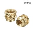 thumbnail image 3 of Uxcell 60 Pcs M3 x 4mm L x 5mm OD Uxcell Knurled Insert Nut Female Thread Brass Embedding Nut, 3 of 5