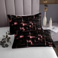thumbnail image 3 of YST Pink Black Pastel Quilt Set, Geometric Neon Square Bedspread Set Queen Size For Bedroom, Stereoscopic Geometry Grid Coverlet Set Modern Abstract Bedding Set, 2 Pillow Cases, 3 of 3