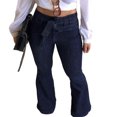 thumbnail image 3 of pitrice Women Wide Leg Jeans High Waist Flared Pants Solid Color Strap Spring Summer Hip-Lifting Ladies Trousers For Office Blue S 1Set, 3 of 6