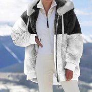 Babysbule Winter Jackets for Women Clearance Fashion Womens Warm Faux Coat Jacket Winter Zipper Long Sleeve Outerwear