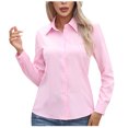 thumbnail image 1 of Birdeem T-Shirt Uni pour Femme à Manches Longues Blouse à Col en V Hauts Décontractés, 1 of 1