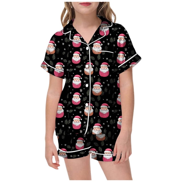 WEAIXIMIUNG Pajamas For Children Shirt And Pant Matching Set Sleepwear Set With Pockets For Christmas 2-3 Years