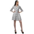 thumbnail image 3 of Moomaya Robe Chemise en Poly-Crêpe pour Femmes, Manches à Volants Imprimées, Tenue Décontractée d'Été, 3 of 4