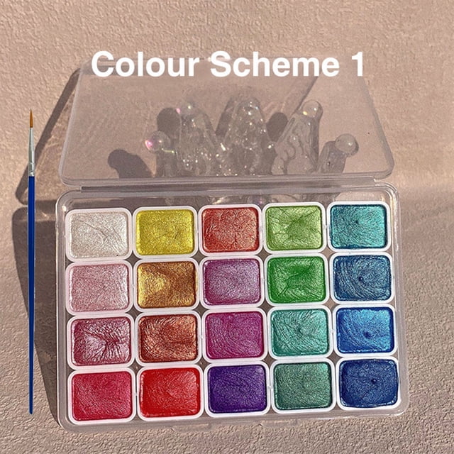 20 Color Pearl Solid Watercolor Paint Set with High Transparency Pigments for Artists and Beginners