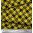 thumbnail image 2 of Soimoi Yellow Cotton Poplin Fabric Diagonal Check Print Sewing Fabric Yard 56 Inch Wide, 2 of 5