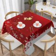 thumbnail image 4 of Christmas Tablecloth Square 54 x 54 Inch Christmas Red Square Table Cloth Polyester Fabric Xmas Winter White Red Snowflake Table Cover for Kitchen Party Picnic Outdoor Decor, 4 of 7