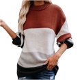 thumbnail image 2 of RKSTN Sweaters for Women Pull-Over Décontracté à Rayures Patchwork Manches Longues Épais Col Rond Automne, 2 of 9