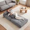 thumbnail image 3 of Costway Folding Sofa Bed, Convertible Sleeper Chair with Pillow Back Support Corduroy Cover Gray, 3 of 10