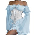 thumbnail image 2 of EQWLJWE Robe à Manches Bouffantes pour Femmes 2023 Épaules Dénudées à Lacets Rétro Ceinture Retour à la Maison Fête d'Anniversaire Princesse Mignonne Aguichant Vintage, 2 of 5