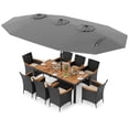 thumbnail image 1 of Costway Ensemble de Salle à Manger en Osier pour Patio 11 Pcs avec Parasol Extérieur Double Face 8 Chaises Empilables, 1 of 9