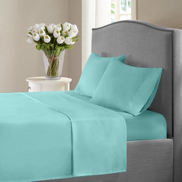 HLONK Fresh Linen 1200 Thread Count California King Size Deep Pocket Solid Cotton Sheet Set (California King