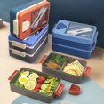 thumbnail image 3 of Thermos Lunch Box for Youngster Beige Lunch Boxdouble Layer Plastic Lunch Box Large Capacity Office Worker Divided Lunch Box Microwave Oven Lunch Box Toddler Bento Box, 3 of 4
