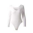 thumbnail image 4 of Birdeem Justaucorps Blouse Haut Combinaison Barboteuses Tenues de Boîte de Nuit pour Femmes Aguichant Uni à Col en V à Manches Longues, 4 of 5