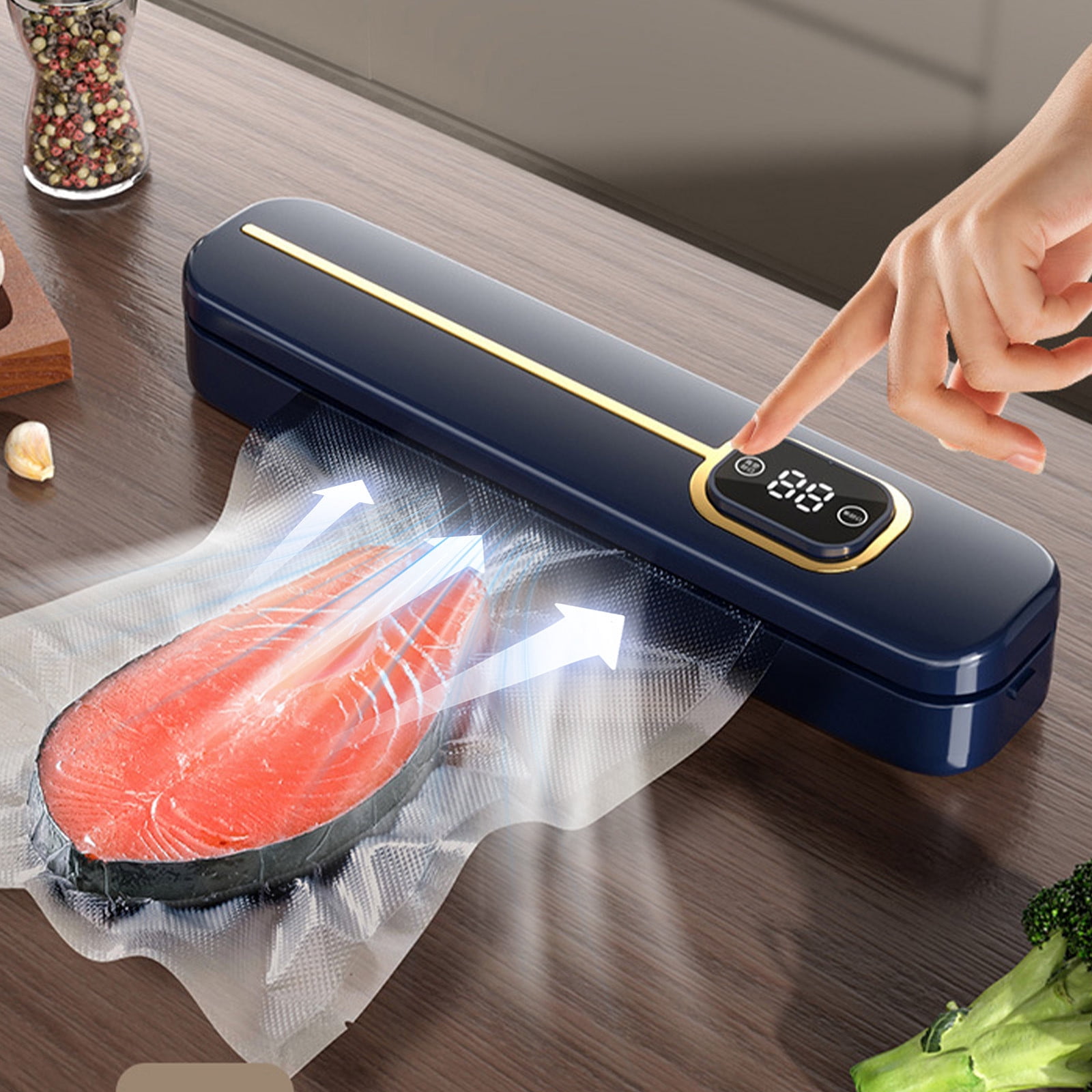 EGNMCR Machine de Mise sous Vide pour Aliments, Protecteur de Scelleuse de Sacs, Machine de Mise sous Vide Automatique pour Sceller, Emballer et Ranger les Aliments Frais, Machine de Scellage