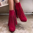 thumbnail image 5 of B91xZ Chaussures d'Automne Femmes Confortables Extérieur Bottines Antidérapantes à la Cheville Gardent au Chaud Bottillons à Lacets Plates à Plateforme, Rouge 7, 5 of 5