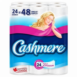 Cashmere Papier hygiénique hypoallergénique et septique sans danger, 24 Doubles rouleaux = 48 Rouleaux simples, 24 Doubles rouleaux = 48 Roulements simples