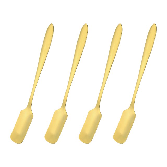 Unique Bargains 4Pack 5' Stainless Steel Mini Ice Tea Spoons Coffee Ice Cream Spoon, Gold