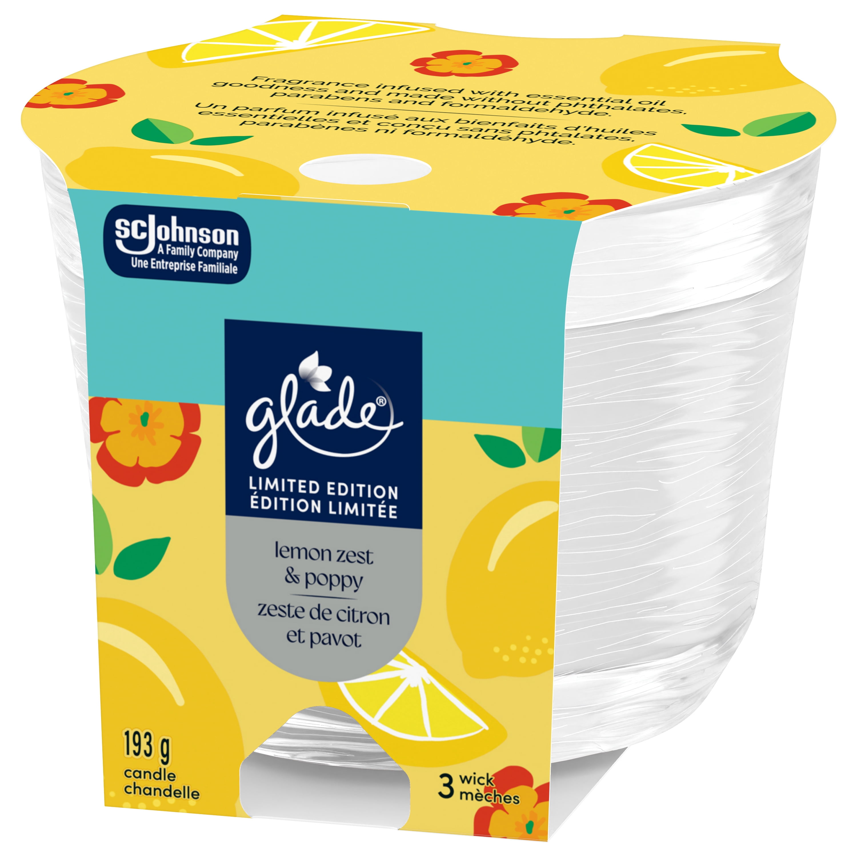 Glade® chandelle parfumée, Zeste de citron et pavot