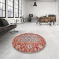 thumbnail image 3 of Ahgly Company Tapis d'Intérieur Carrés Abstraits Rouges Orientaux, 8 Pieds Carré, 3 of 6