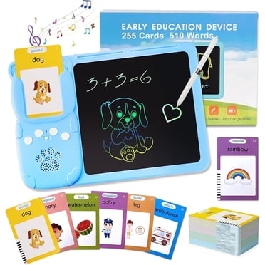 Kidsjoy Tablette d'Apprentissage Interactive avec Tableau à Dessin LCD de 6 Pouces, Lecteur de Cartes Éclair Parlant, 510 Mots de Vue, Jouet Éducatif Cadeau pour Tout-Petits