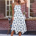 thumbnail image 4 of Ovzne Robes pour Femmes Robe Femme Imprimé Sans Manches Poche Ourlet Irrégulier Col Rond Robe Robe de Vacances Imprimée Liquidation, 4 of 5