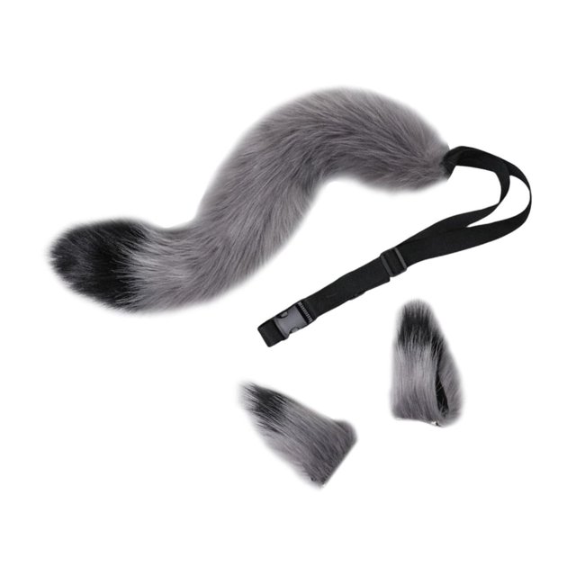 Ensemble de Cosplay Queue pour Chat Flexible Montre Pas de Loup avec et Artisanat et Fin Authentique Grand Application pour Spectacles de Performance et Gris