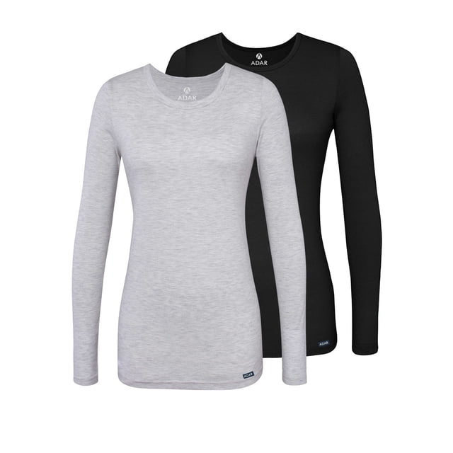 Adar Underscrubs for Women Multi Color 2 Pack - Long Sleeve Underscrub Comfort Tee