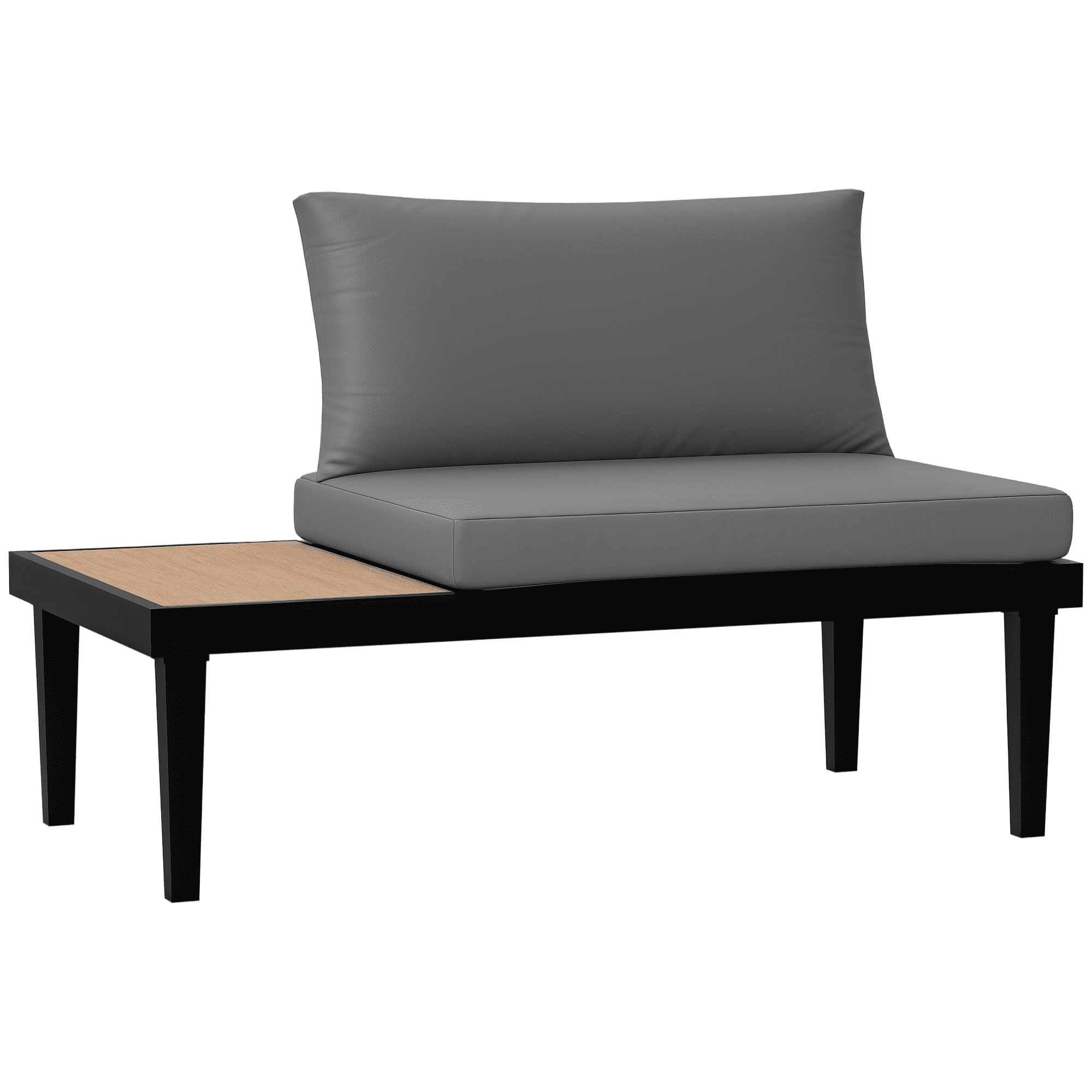 Outsunny Outdoor Sofa with Side Tray, Cushioned Patio Loveseat, Grey