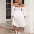 thumbnail image 4 of Flowy Midi Dress with Long Sleeves and Square Neckline for Women, 4 of 6