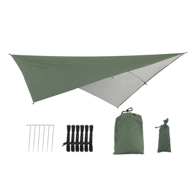 S SERENABLE Waterproof Ripstop Tent Tarp 290cm Camping Windproof Shelter Anti Protection Tarpaulin 5 Ropes Carrying Bag Green