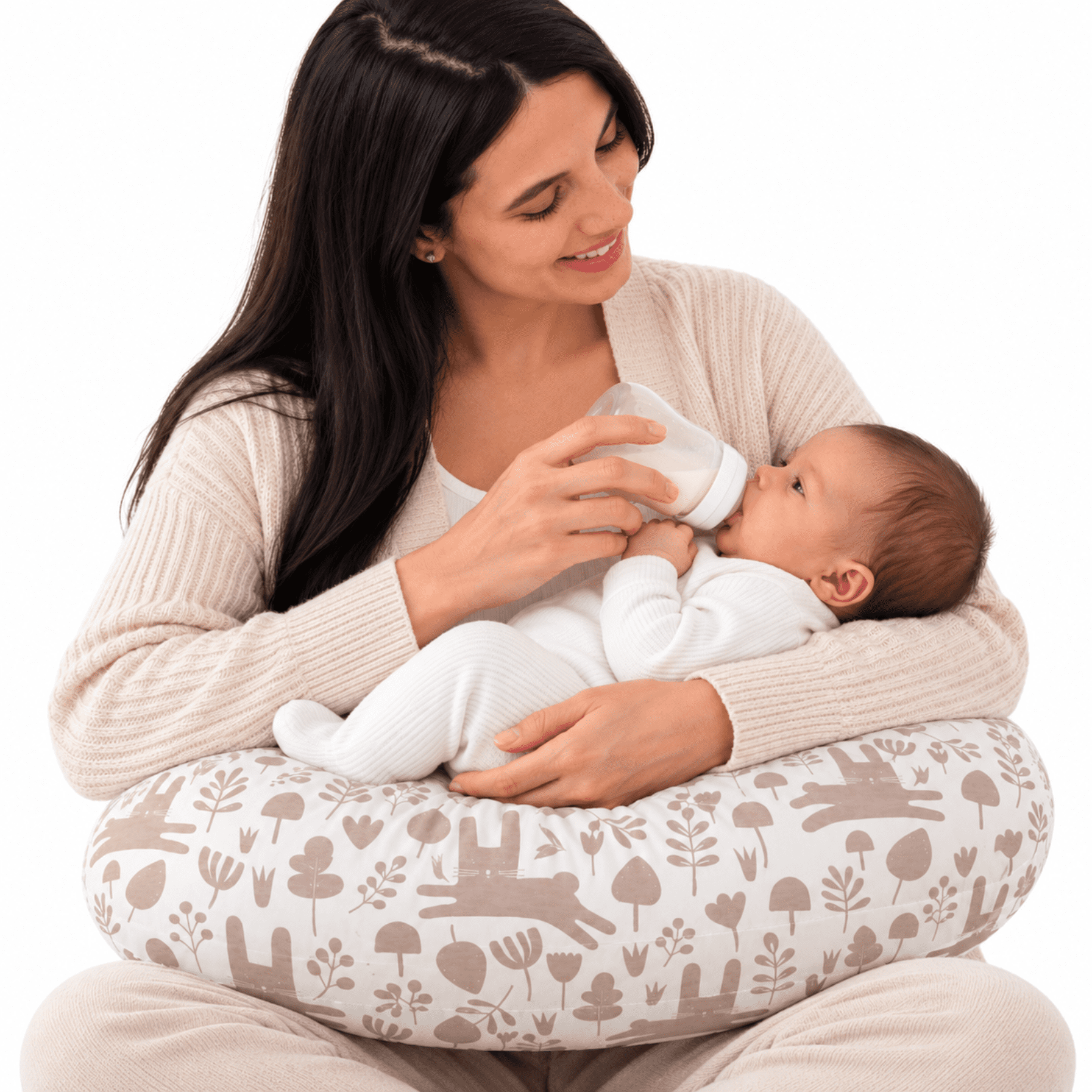 Coussin d’allaitement Jolly Jumper Baby Sitter - Bunny | Entreprise fièrement canadienne | 100 % coton, hypoallergénique pour l’allaitement | Fabriqué au Canada avec des pièces canadiennes et importée