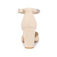thumbnail image 2 of BLISSFUL STEP Women's Pointed Toe Rhines Ankle Strap Block Heels Pumps Beige 9, 2 of 8