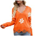 thumbnail image 2 of EGNMCR Cardigans pour Femmes, Chandails pour Femmes pour Femmes et Manches d'Hiver Décontracté Chandail Tricoté Imprimé Col en V Chandail pour Femmes, 2 of 5