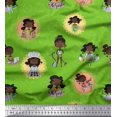 thumbnail image 1 of Soimoi Green Rayon Fabric Circle,Cook & Working Girl Decor Fabric Printed Yard 56 Inch Wide, 1 of 3