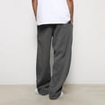 thumbnail image 2 of Erwazi Sweatpants for Men Wide Leg Drawstring Elastic Waist Open Bottom Athletic Pants Solid Casual Comfy Running Trousers with Pockets, 2 of 5