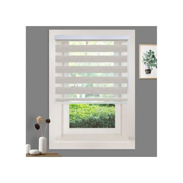 WYMO Stores Zébrées 41 x 96 Pouces - Stores et Toiles Horizontaux Translucides pour le Jour et la Nuit - Toiles Enrouleurs Filtrant la Lumière pour Fenêtres - Gris Pâle - Tige de Commande Manuelle