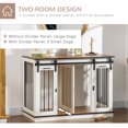 thumbnail image 4 of CoSoTower Meuble pour Cage de Chien 47 Pouces avec Panneau de Séparation, Chenil en Bois pour Grandes Races, Table d'Appoint pour 2 Petites Races avec 2 Designs de Pièces, 2 Portes Coulissantes, Blanc, 4 of 7