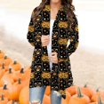 thumbnail image 1 of Women‘s Halloween Cardigan Sweater Skull Pumpkin Print Pattern Long Cardigans Sweater Coats Tops Ginger M, 1 of 5