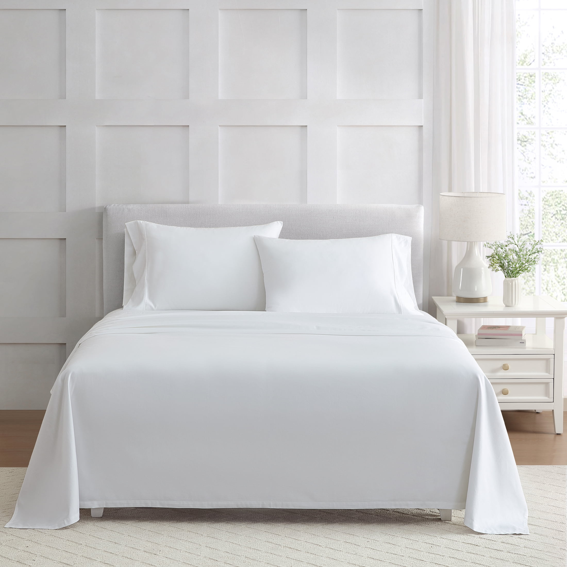 Martha Stewart Everyday Pima Cotton 600 Thread Count Dottie Stripe Green Sheet Set Double
