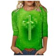 thumbnail image 2 of Xihbxyly Hauts pour Femmes Manches 3/4 T-shirt Imprimé Col Rond de Pâques Manches 3/4 Chandail Col Rond Articles en Liquidation, 2 of 4