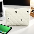 thumbnail image 3 of Sac de Rangement Portable pour Ordinateur Portable Tablette Grille Brodée Nœud Mignon pour Usage Domestique, 3 of 4