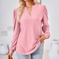 thumbnail image 2 of KIHOUT Spring Winter Womens Tops Fashion Solid Color V-Neck Long Sleeve Loose T-shirt Top Blouse, 2 of 6