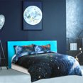 thumbnail image 3 of Unique Bargains Star Colored Sky Moon Night Duvet Cover Fuchsia Starry Pattern 4pcs, 3 of 9