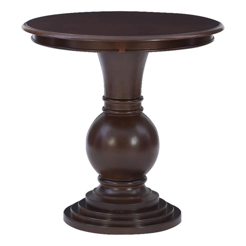 Linon Amelia Round Accent Table Pedestal Base 26.5" High in Espresso Wood