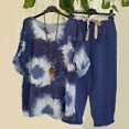 thumbnail image 1 of Ensemble d'Été Deux Pièces pour Femmes, Ensemble d'Été à Imprimé, T-Shirt à Manches Courtes à Col Rond + Pantalon à Double Poche, Ensemble Grande Taille en Liquidation, 1 of 5
