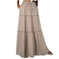 thumbnail image 1 of JUNWELL Womens Boho Maxi Skirts Elastic Waist Ruffle Tiered Pleated A-Line Flowy Beach Vacation Summer Skirts with Pockets, 1 of 7