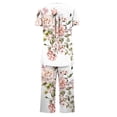 thumbnail image 4 of Ensemble de Pyjamas pour Femmes Été en Liquidation Ensemble de Pyjama à Manches Courtes pour Femmes 2 Pcs Ensemble de Nuit d'Été Imprimé Floral Boutons Col Ras du Cou Pantacourt Ensemble de Pyjamas Pyjamas pour Femmes Nouveau Blanc 3TG, 4 of 5