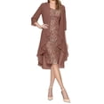 thumbnail image 1 of HKEJIAOI Robe pour Femme Mode pour Femmes Deux Pièces Charmante Couleur Unie Robe en Dentelle pour Mère de la Mariée Économies Liquidation Café, 1 of 2