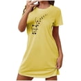 thumbnail image 1 of Mrat un Pyjama Femmes Chemise de Nuit Vêtements de Nuit Manches Courtes Chemise de Nuit Décontractée Imprimée Robe de Nuit Ample Confortable Pyjama S-78 Jaune TG, 1 of 7