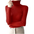 thumbnail image 1 of Yuyuzo Sweaters for Women Long Sleeve Turtlenecks Ribbed Knit Comfy Slim Fitted Basic Pullover Tops, 1 of 5